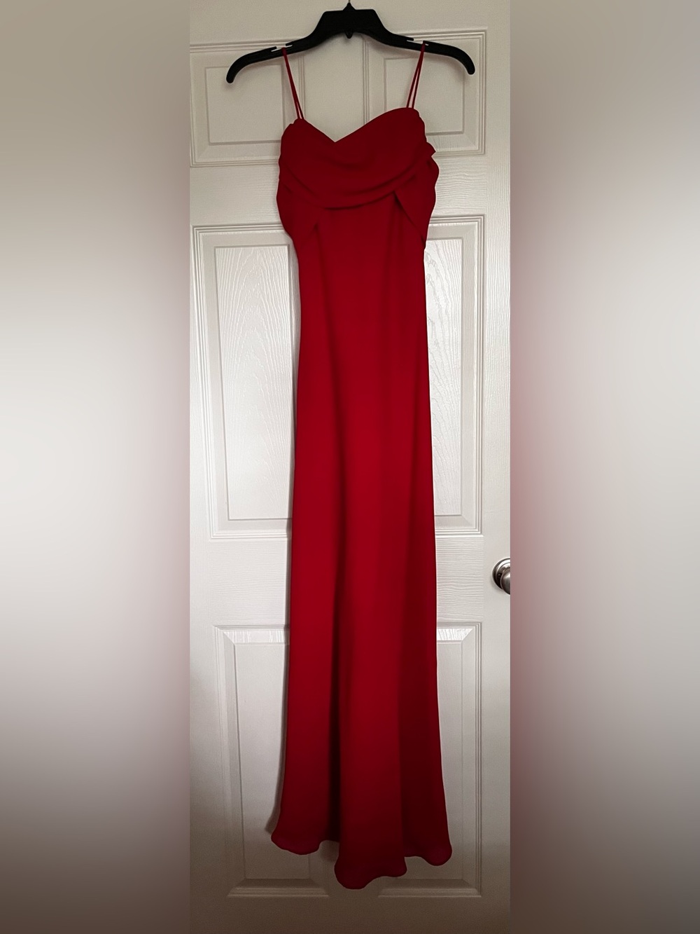 Red Maxi Spaghetti-Strap Evening Gown